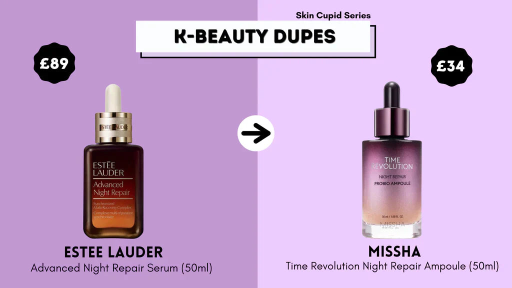 K-Beauty Dupes: MISSHA Time Revolution Night Repair Ampoule vs Estee Lauder Advanced Night Repair Serum